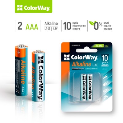 Батарейки COLORWAY Alkaline Power LR 03 (ААА) 2 шт (CW-BALR03-2BL) Батарейки COLORWAY Alkaline Power LR 03 (ААА) 2 шт (CW-BALR03-2BL)