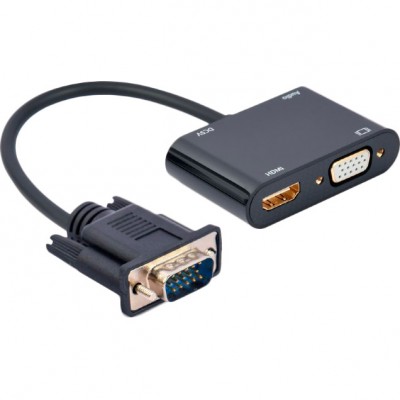 Кабель CABLEXPERT VGA - HDMI + VGA + аудіо 3.5 мм Black (A-VGA-HDMI-02) Кабель CABLEXPERT VGA - HDMI + VGA + аудіо 3.5 мм Black (A-VGA-HDMI-02)