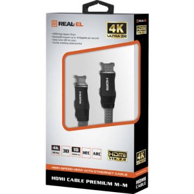 Кабель REAL EL HDMI 2.0 M-M 1 м Grey (EL123500045)