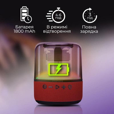 Портативна акустика Promate Glitz-L 10W Red (glitz-l.red) Портативна акустика Promate Glitz-L 10W Red (glitz-l.red)