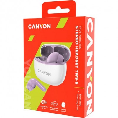 Гарнітура CANYON TWS-5 Bluetooth Purple (CNS-TWS5PU) Гарнітура CANYON TWS-5 Bluetooth Purple (CNS-TWS5PU)