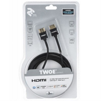 Кабель 2E HDMI 2.0 (AM/AM) High Speed black 3m (2EW-1119-3m) Кабель 2E HDMI 2.0 (AM/AM) High Speed black 3m (2EW-1119-3m)