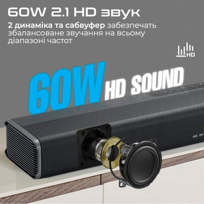 Саундбар Promate CastBar 120 Вт 2.1 Black (castbar-120.black) Саундбар Promate CastBar 120 Вт 2.1 Black (castbar-120.black)