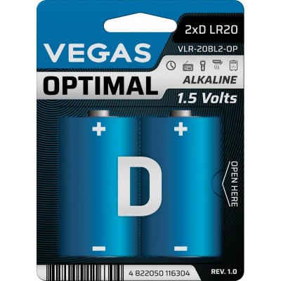 Батарейки VEGAS D Alkaline Optimal 2шт (VLR-20BL2-OP) Батарейки VEGAS D Alkaline Optimal 2шт (VLR-20BL2-OP)