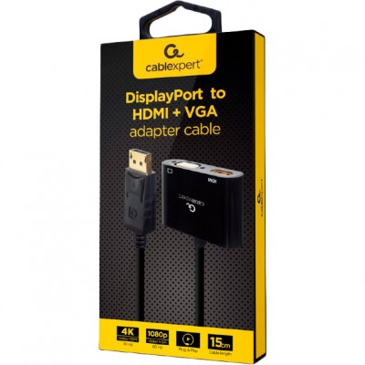 Кабель CABLEXPERT DisplayPort - HDMI + VGA Black (A-DPM-HDMIFVGAF-01)