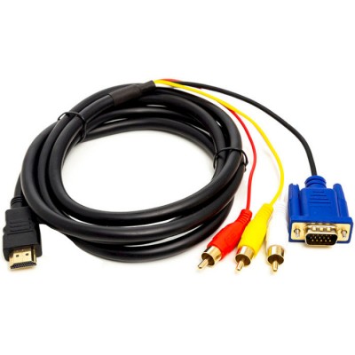 Кабель POWERPLANT HDMI - VGA 3*RCA (M) 1080p 1м (CA912018) Кабель POWERPLANT HDMI - VGA 3*RCA (M) 1080p 1м (CA912018)
