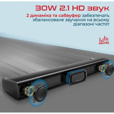 Саундбар Promate StreamBar 30 Вт 2.1 Black (streambar-30.black) Саундбар Promate StreamBar 30 Вт 2.1 Black (streambar-30.black)