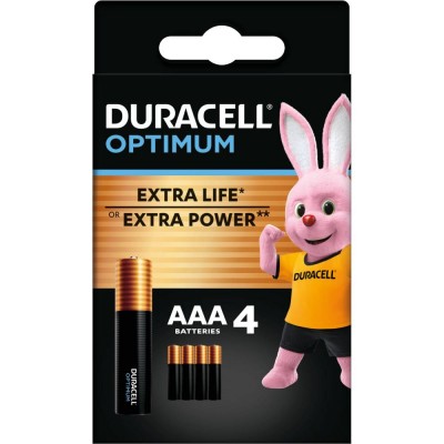 Батарейки DURACELL Optimum LR03 KPD лужні (5015596) 4 шт