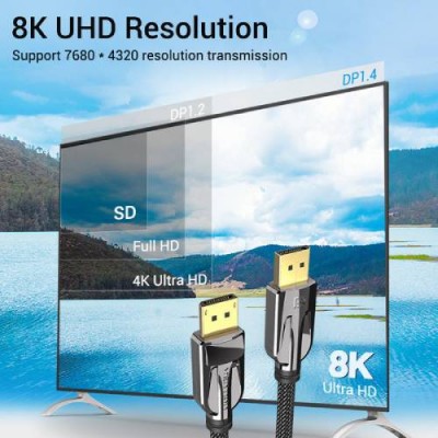 Кабель VENTION DisplayPort v1.4 1 м Black (HCABF) Кабель VENTION DisplayPort v1.4 1 м Black (HCABF)