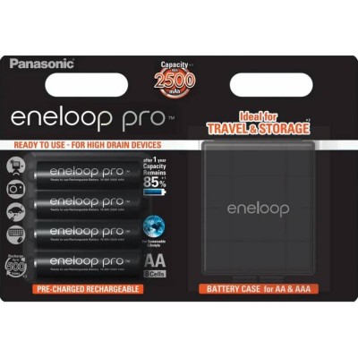 Акумулятори PANASONIC AA Eneloop 2500mAh Pro NI-MH 4шт + Case (BK-3HCDEC4BE)