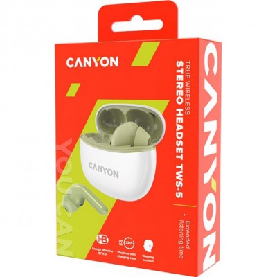 Гарнітура CANYON TWS-5 Bluetooth Green (CNS-TWS5GR) Гарнітура CANYON TWS-5 Bluetooth Green (CNS-TWS5GR)