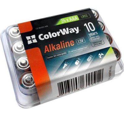 Батарейки COLORWAY Alkaline Power AAA/LR03 Plastic Box 24 шт (CW-BALR03-24PB)