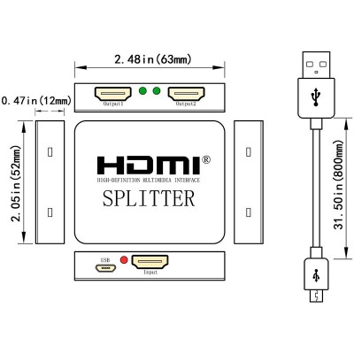 Спліттер PowerPlant HDMI 2 х HDMI Black (HDSP2-M)