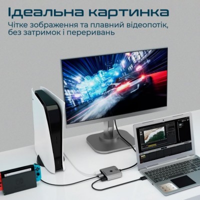 Кабель PROMATE MediaSwitch-H3 4K HDMI - 3хHDMI (mediaswitch-h3.silver)