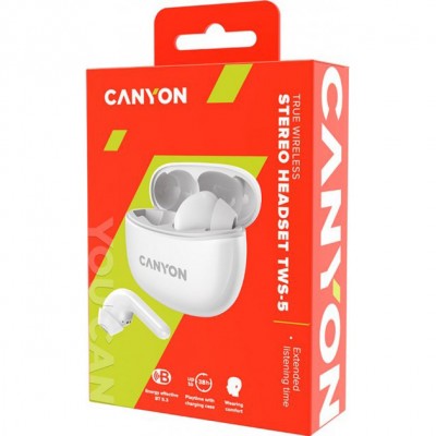 Гарнітура CANYON TWS-5 Bluetooth White (CNS-TWS5W) Гарнітура CANYON TWS-5 Bluetooth White (CNS-TWS5W)