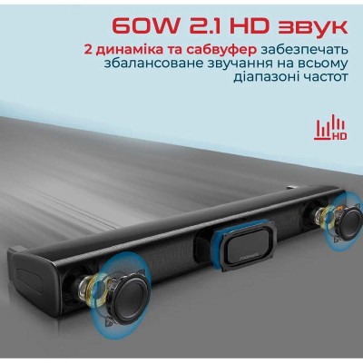 Саундбар Promate StreamBar 60 Вт 2.1 Black (streambar-60.black) Саундбар Promate StreamBar 60 Вт 2.1 Black (streambar-60.black)