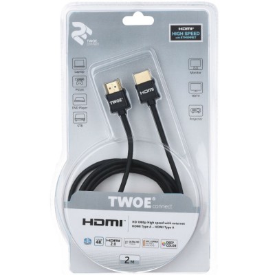 Кабель 2E Ultra Slim HDMI 2.0, black (2EW-1119-2m) Кабель 2E Ultra Slim HDMI 2.0, black (2EW-1119-2m)