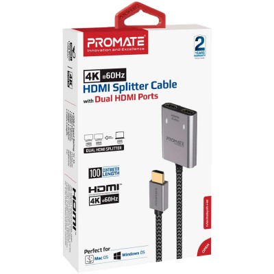 Спліттер Promate MediaSplit-H2 HDMI to 2xHDMI Black (mediasplit-h2.black) Спліттер Promate MediaSplit-H2 HDMI to 2xHDMI Black (mediasplit-h2.black)