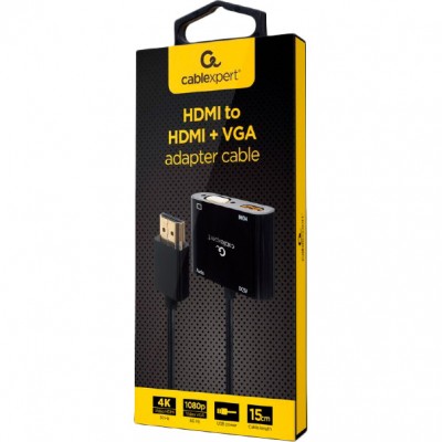Кабель CABLEXPERT HDMI - HDMI + VGA + аудіо 3.5 мм Black (A-HDMIM-HDMIFVGAF-01) Кабель CABLEXPERT HDMI - HDMI + VGA + аудіо 3.5 мм Black (A-HDMIM-HDMIFVGAF-01)