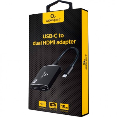 Кабель CABLEXPERT USB Type-C - 2х HDMI Black (A-CM-HDMIF2-01)