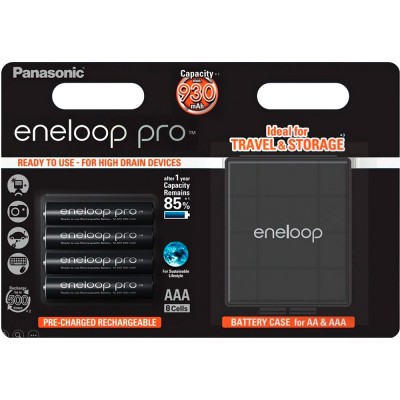 Акумулятор PANASONIC Eneloop Pro AAA 930 mAh 4BP + Case 4 шт (BK-4HCDEC4BE)