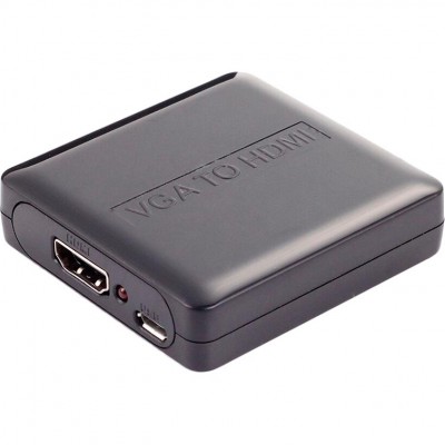 Конвертер PowerPlant HDMI - VGA + R/L (HDCVGA02-M) Black (CA911493) Конвертер PowerPlant HDMI - VGA + R/L (HDCVGA02-M) Black (CA911493)