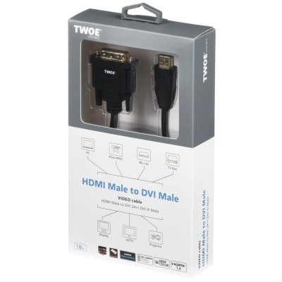 Кабель 2E HDMI TO DVI 24+1 Molding Type 1.8 m Black (2E-W1701) Кабель 2E HDMI TO DVI 24+1 Molding Type 1.8 m Black (2E-W1701)