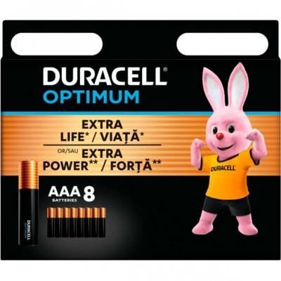 Батарейки DURACELL LR03 KPD 08*10 Optimum лужні (5015602) 1x8 шт