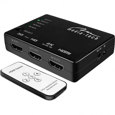 Спліттер MEDIA-TECH HDMI 5 ports HDMI switch Black (MT5207) Спліттер MEDIA-TECH HDMI 5 ports HDMI switch Black (MT5207)