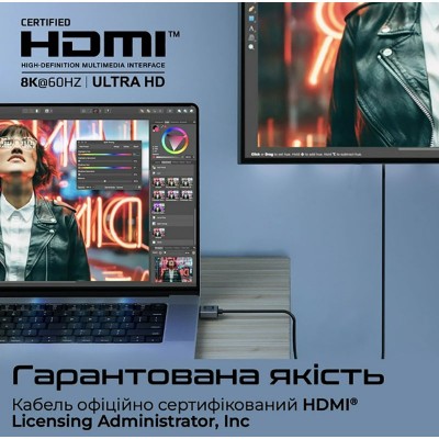 Кабель Promate PrimeLink8K-150 HDMI-HDMI 2.1 UHD HDR 1.5 м Grey (primelink8k-150.grey) Кабель Promate PrimeLink8K-150 HDMI-HDMI 2.1 UHD HDR 1.5 м Grey (primelink8k-150.grey)