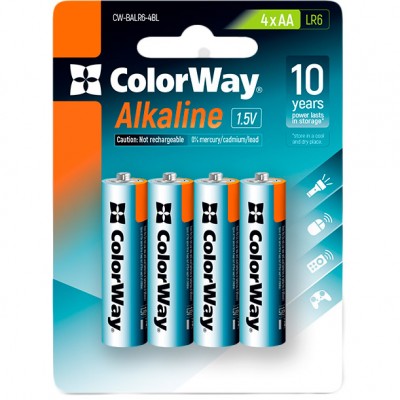Батарейки COLORWAY Alkaline Power LR 06 (АА) 4 шт (CW-BALR06-4BL)