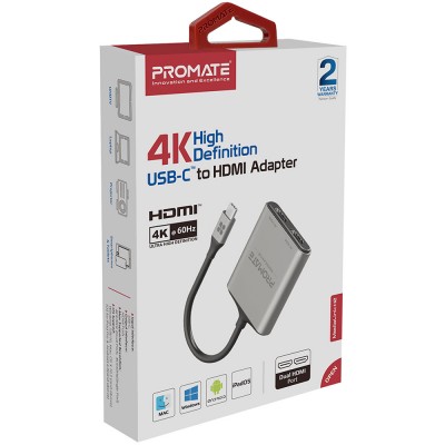 Перехідник PROMATE Type-C/2xHDMI (medialink-h2.grey)