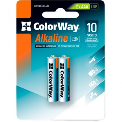 Батарейки COLORWAY Alkaline Power LR 03 (ААА) 2 шт (CW-BALR03-2BL)