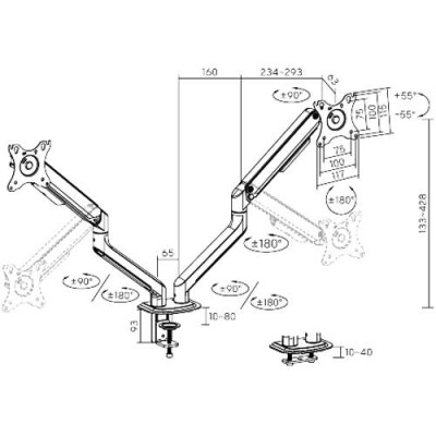 Настільне кріплення для двох моніторів HiSmart 17-32" (HS082451) Настільне кріплення для двох моніторів HiSmart 17-32" (HS082451)