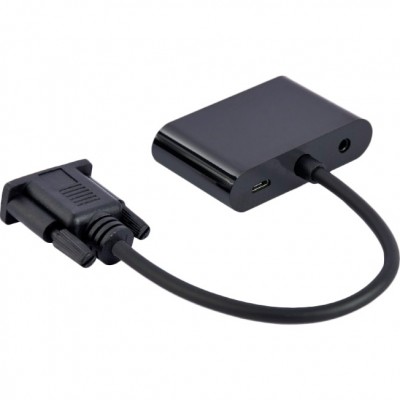 Кабель CABLEXPERT VGA - HDMI + VGA + аудіо 3.5 мм Black (A-VGA-HDMI-02) Кабель CABLEXPERT VGA - HDMI + VGA + аудіо 3.5 мм Black (A-VGA-HDMI-02)