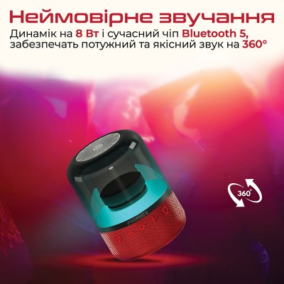 Портативна акустика Promate Glitz 8 Вт Red (glitz.red) Портативна акустика Promate Glitz 8 Вт Red (glitz.red)