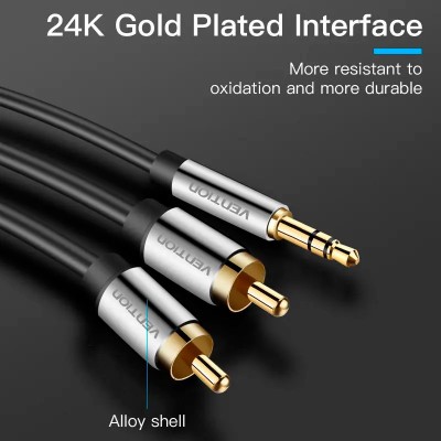 Кабель VENTION AUX 3.5 мм M-2xRCA M 2 м Black (BCFBH)