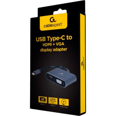 Кабель CABLEXPERT USB Type-C - HDMI/VGA 0.15 м Black (A-USB3C-HDMIVGA-01) Кабель CABLEXPERT USB Type-C - HDMI/VGA 0.15 м Black (A-USB3C-HDMIVGA-01)