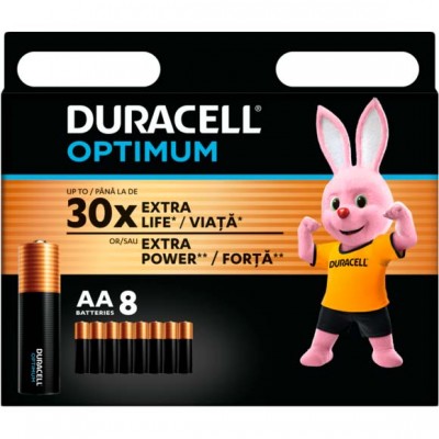 Батарейки DURACELL LR06 KPD 08*10 Optimum лужні (5014726/5015601) 1x8 шт