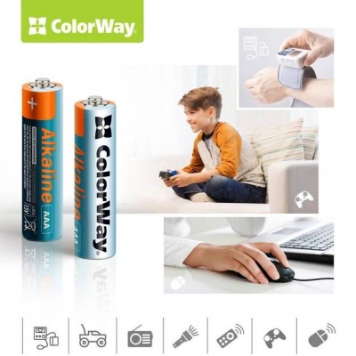 Батарейки COLORWAY Alkaline Power AAA/LR03 Color Box 40 шт (CW-BALR03-40CB) Батарейки COLORWAY Alkaline Power AAA/LR03 Color Box 40 шт (CW-BALR03-40CB)