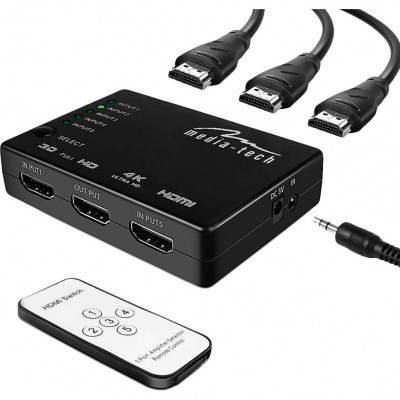 Спліттер MEDIA-TECH HDMI 5 ports HDMI switch Black (MT5207) Спліттер MEDIA-TECH HDMI 5 ports HDMI switch Black (MT5207)