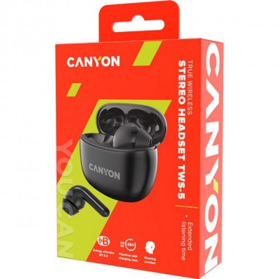 Гарнітура CANYON TWS-5 Bluetooth Black (CNS-TWS5B) Гарнітура CANYON TWS-5 Bluetooth Black (CNS-TWS5B)
