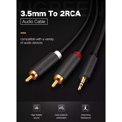 Кабель UGREEN AV102 mini-jack 3.5 мм - 2RCA 5 м Gray (10513) Кабель UGREEN AV102 mini-jack 3.5 мм - 2RCA 5 м Gray (10513)
