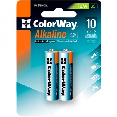 Батарейки COLORWAY Alkaline Power LR 06 (АА) 2 шт (CW-BALR06-2BL)