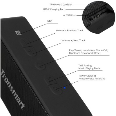 Портативна акустика TRONSMART Element T2 Plus Green (370729) Портативна акустика TRONSMART Element T2 Plus Green (370729)