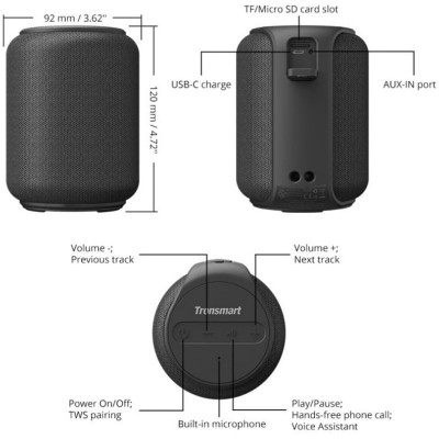 Портативна акустика TRONSMART Element T6 Mini Black (364443) Портативна акустика TRONSMART Element T6 Mini Black (364443)