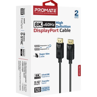Кабель PROMATE DisplayPort 1.4 1,2 м (dplink-120.black)
