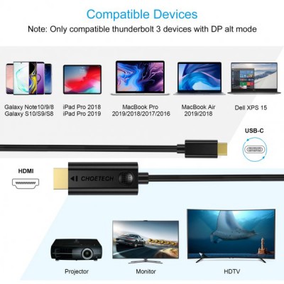 Кабель CHOETECH USB-C-HDMI (XCH-0030BK)