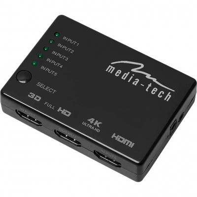 Спліттер MEDIA-TECH HDMI 5 ports HDMI switch Black (MT5207) Спліттер MEDIA-TECH HDMI 5 ports HDMI switch Black (MT5207)